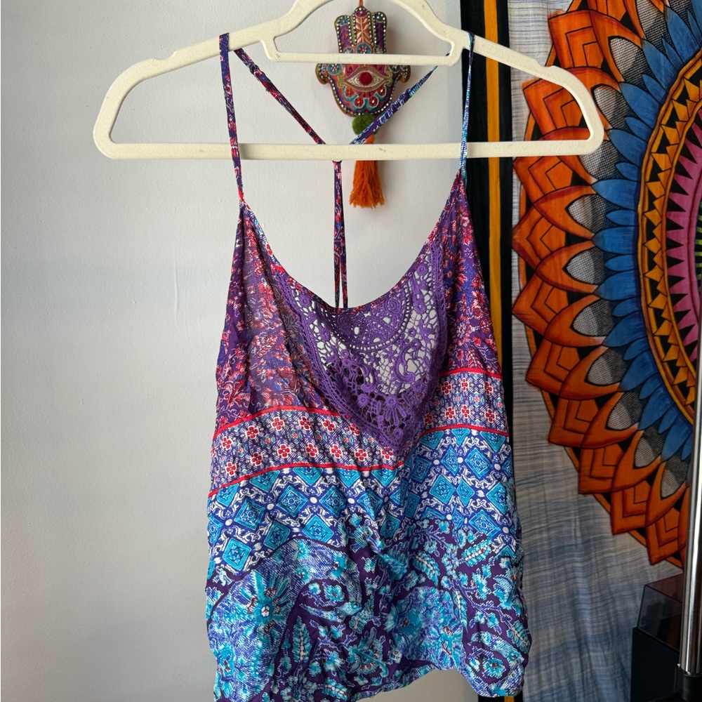In Bloom multi colored hippie tank top size small ☮️